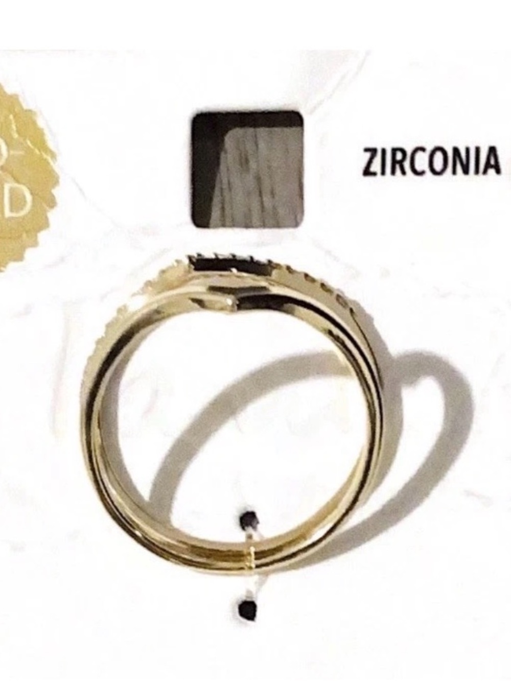Gold Plated Heart Ring Size 8 L Double Band Zirconia Fashion Jewelry